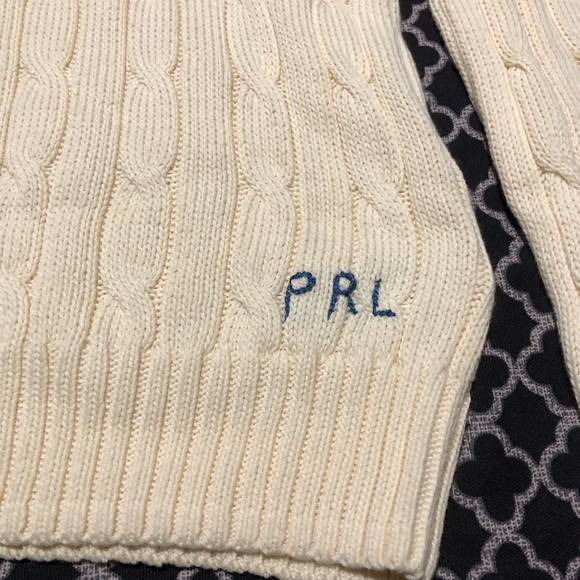 Polo Ralph Lauren Patchwork Cable Knit Sweater Womens Sz Medium Pima Cotton CD3 - Picture 7 of 8